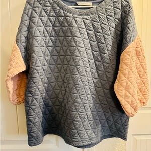 Quilted Gray and Pink Women's Top